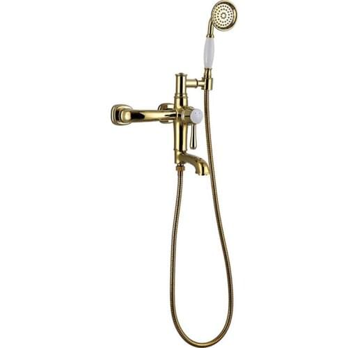 Gold Bathtub Tap Wall Mounted Cold And Hot Water Mixer Bathroom Bath Faucet Shower