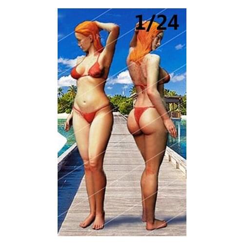 1/24 75MM MODERN SUMMER BIKINY GIRL toy Resin Model Miniature resin figure Unassembly Unpainted