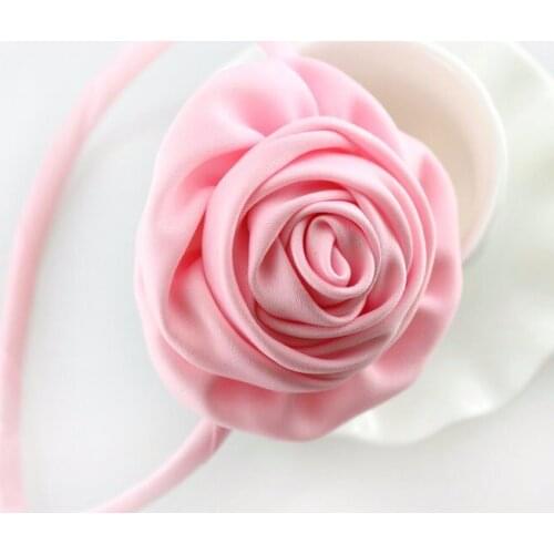 1 piece girl hair flower band rosette satin flowers head band accessories girls head wear children/kids min order $3