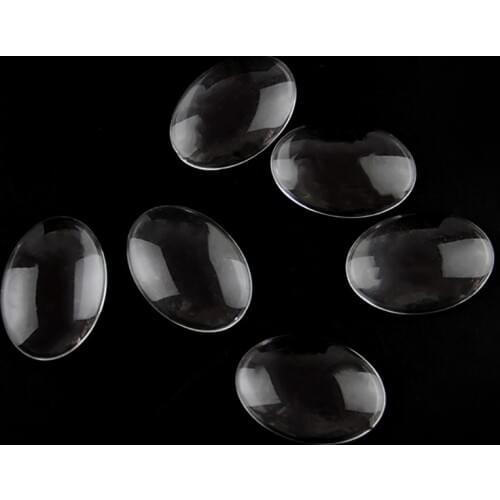 10Pcs/pack 30*40mm Oval Egg Shape Glass Cabochon Cameo Transparent Clear Flat Back Crystal Cabochon For Diy