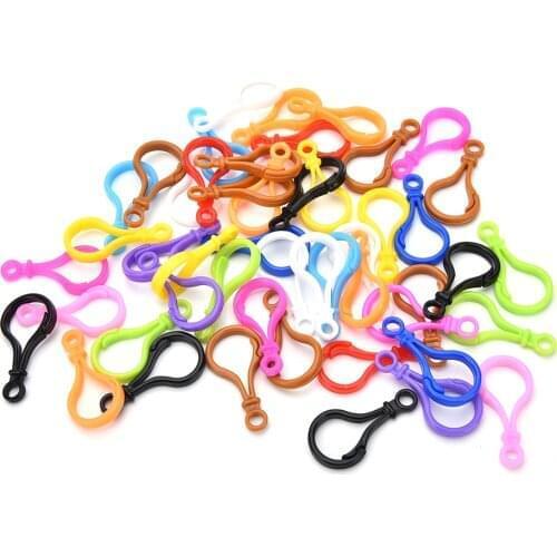 100 Pcs Plastic Key Chains Key Rings Multi-Color With Loop 50mm*25mm Color Random