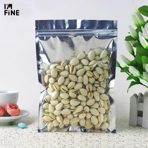 100 Pcs Clear Aluminum Foil Bag Self Seal Zipper Ziplock Packing Food Bag Retail Resealable Baking Packaging Bag Pouch