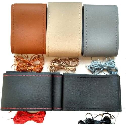 2018 Micro fiber leather Car styling Steering Wheel Cover racing with thread ,38CM 36cm more color red orange blue brown white