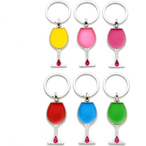 6 Wine Glass Shaped Keychains for Women, Gifts for Best Girlfriends, Key Chains for Wine Lovers, DIY Jewelry Making Charms