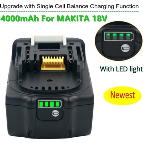 Aleaivy 18V 4000mAh Rechargeable Battery Li-Ion Battery Replacement Power Tool Battery for MAKITA BL1880 BL1860 BL1830 + Charger