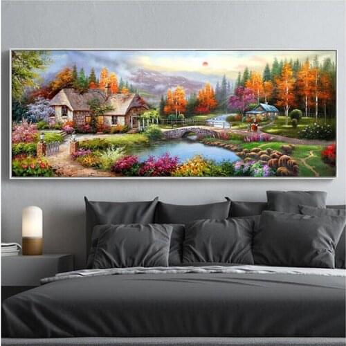 Large size diamond embroideryhouse5d diamond painting full square roundrill fantasy life daimond mosaic village landscapeZP-3537