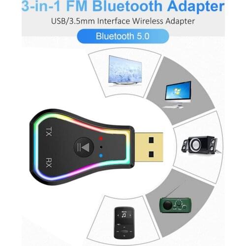 Bluetooth 5.0 Stereo Audio TX RX 3 In1 Receiver Transmitter Mini Bluetooth AUX USB 3.5mm Jack For TV PC Car Kit Wireless Adapter