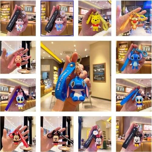 Disney Mickey Minnie Stitch Cartoon doll keychain Creativity Cute couple bag pendant Childrens toy doll pendant Holiday gifts