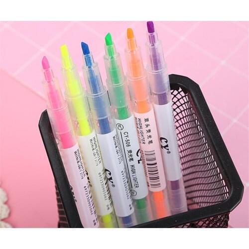 6pcs/Set Stationery Highlighter Pens Kawaii Morandi Fluorescent Pen High Quality Cute Journal Pens Art School Supplies