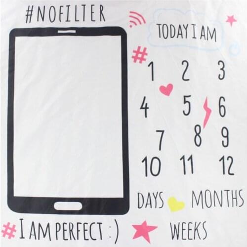 Newborn Baby Milestone Number Phone Pattern Mat Blanket Photography Background Backdrop Cloth JUN-24