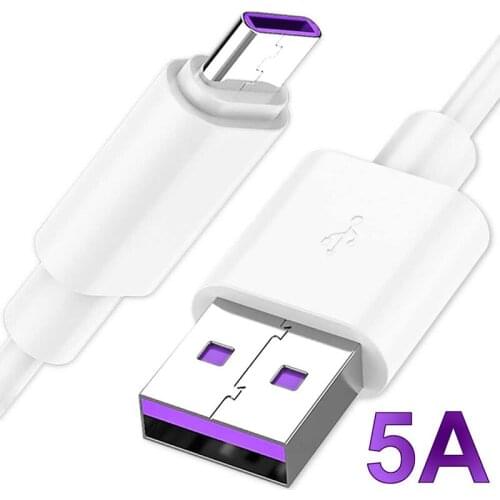 5A USB C Data Cable Super Charge Quick Fast Charging Type-C Charger Cord White for Huawei P40 P30 Pro P20 Lite pro Mate 40 30 20