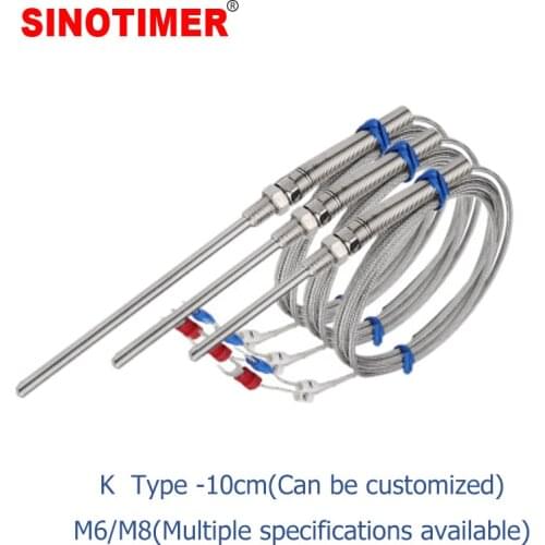 10 cm K Type Probe Thermocouple Temperature Sensor with 2m Cable Wire for Measuring Boiler Temperature Controller