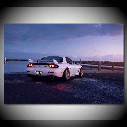 Classic Old Car Mazda RX-7 Sport Car White Car Wallpaper Canvas Paintings Gift Posters and Prints Wall Art for Living Room Decor