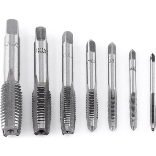 7Pcs/Lot Metric Thread Steel Tap Tapping Thread Tap Tool M3 M4 M5 M6 M8 M10 M12 Screw Taps Tool Set