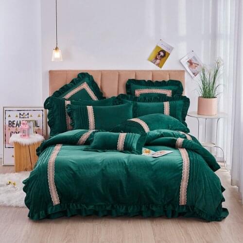 New fleece fabric bedding sets lace bed set queen King size bed cover set bed sheet set/fitted sheet pillowcase
