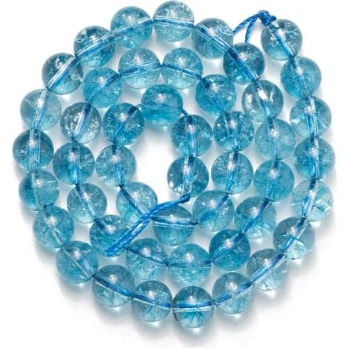 Wholesale Natural Stone Cracked Lake Blue Crystal Beads Round Loose Beads 4 6 8 10 12mm DIY Making Bracelet Necklace Jewelry