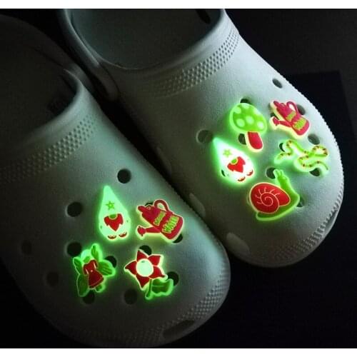 1pcs Magic Fluorescence PVC Shoe Charms Glowing in the Dark Mushroom Snails Accessories Shoe Decorations Ornaments Kids Gift
