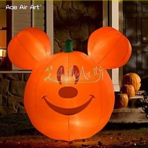 Portable led Halloween cartoon character decoration inflatable animal head shape pumplin,scary smile in the dark for sale