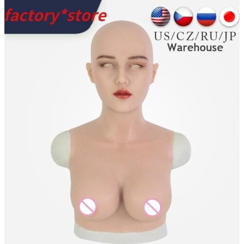 Realistic Silicone Mask Crossdresser May Mask with Breasts Artificial Female Mask Male Fake Breast Cosplay