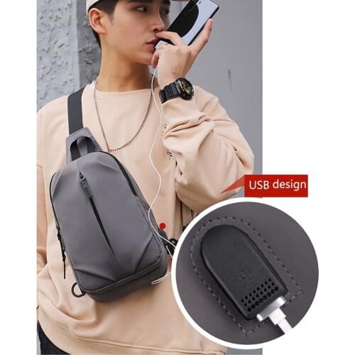 IKE MARTI Waist Crossbody Bag New Fashion Mens Casual Business One-Shoulder Messenger Bag Phone Usb Charging Outdoor Chest Bag