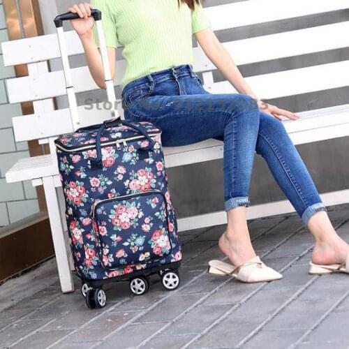 Grocery Shopping Cart Small Trolley Portable Folding Grocery Shopping Trolley Household Lightweight Insulation Shopping Bag Trol