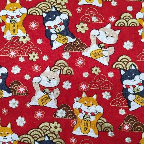 Good Cat Fabric 100%Cotton Fabric Lucky Cat&Clouds Digital printing Cloth Sewing Clothing DIY Children Dress/Clothing Wide140cm
