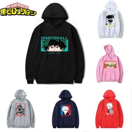 Anime My Hero Academia Hoodies Sweatshirt Deku Katsuki Bakugo Men Women Harajuku Fleece Cute Cotton Sweatshirt Shipping Free