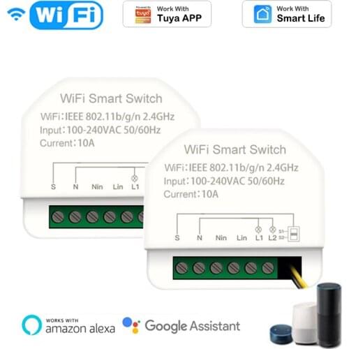 Wifi Mini Smart Switch Automation Module Timer Smart Life /Tuya APP Remote Control With Alexa Google Home Support 2 Way Control