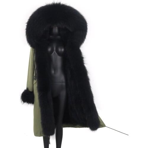 2021 Winter Jacket Women Natural Raccoon Fur Big Hood Warm X-Long Parkas Waterproof Female Real Fur Coat Streetwear
