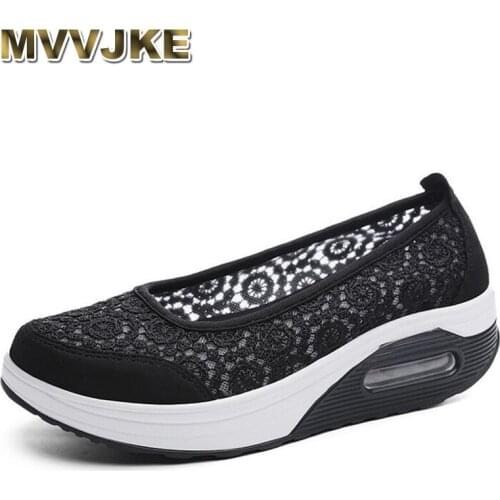 MVVJKE Summer Swing Casual Canvas Breathable Ladies Trainers Wedges Chaussure Femme Sport Platform Shoes For Women Zapatos Mujer
