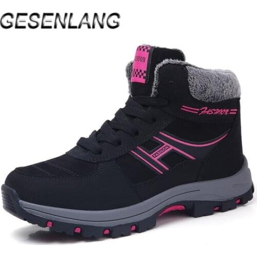 Women Outdoor Walking Shoes High Top Winter Sneakers For Women Casual Snow Boots Plus Fur Warm Ankle Boots Ladies Barefoot Shoes
