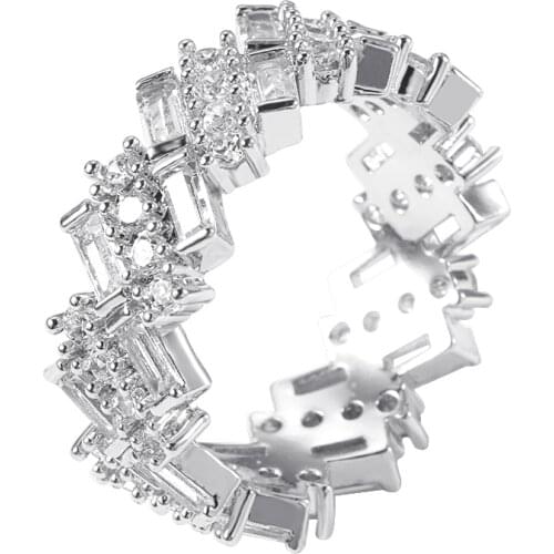 Womens Charm Ring Geometric Groove Inlaid Cubic Zirconia Rose Gold Color Ring For Girls Birthday Gift Engagement Party Jewelry