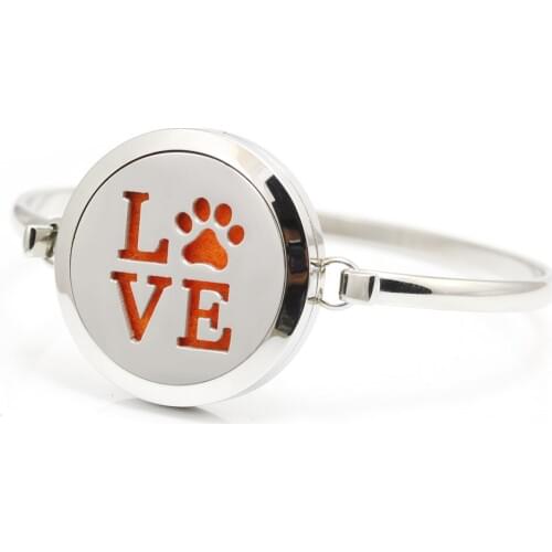 10pcs/lot New Design Stainless Steel Animal Lover Aroma Essential Oil Diffuser Perfume Locket Bracelet Bangle