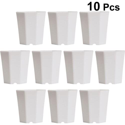 10 Pcs Simple Versatile Octagonal Pot Succulent Plant Pot Imitation Ceramic Small Flower Pot for Living Room Balcony (White)