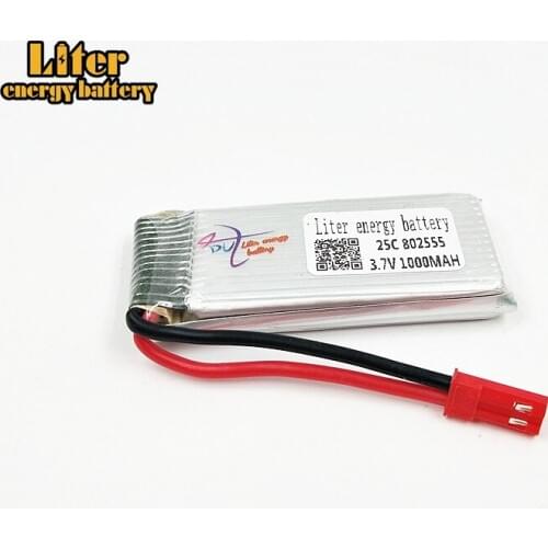 2pcs/lot 3.7V 1000mAh Di Feida F181 F187 F163 H12C H12W quadrocopter 3.7V 1000mAh lithium battery 802555