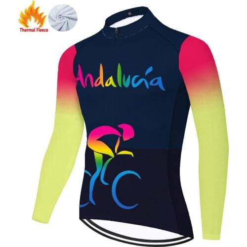 Andalucia Winter Thermal Fleece Camiseta Equipamento Camisa Masculina Maillot Hombre Invierno Ciclismo Masculino Jersey Ciclismo