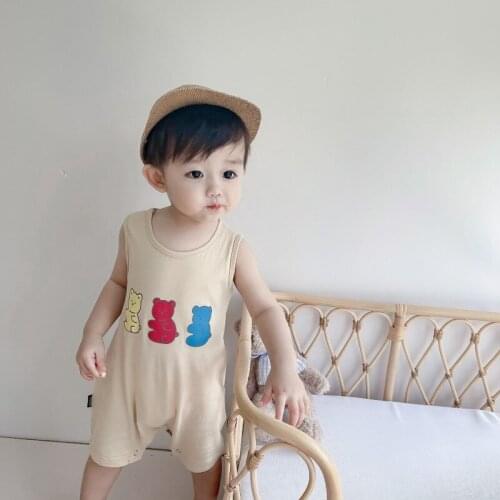 2021 Cartoon Vest Jumpsuit One Piece Sleeveless Baby Romper Baby Boys Thing Items Bodysuit Clothes for Newborns Bodysuit