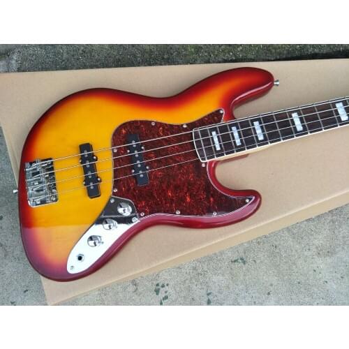4 Strings Bass Guitar with Rosewood Fingerboard, Red Tortoise Shell Pickguard,Rosewood Fingerboard,Offer Customized