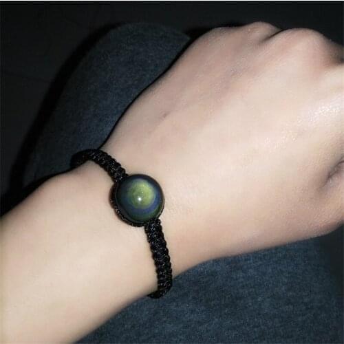 Handmade 16/18mm Rainbow Eye Obsidian Stone Beads Bracelet For Women Men jewelry Couples Rope Bracelet Set Love Gift Wholesale