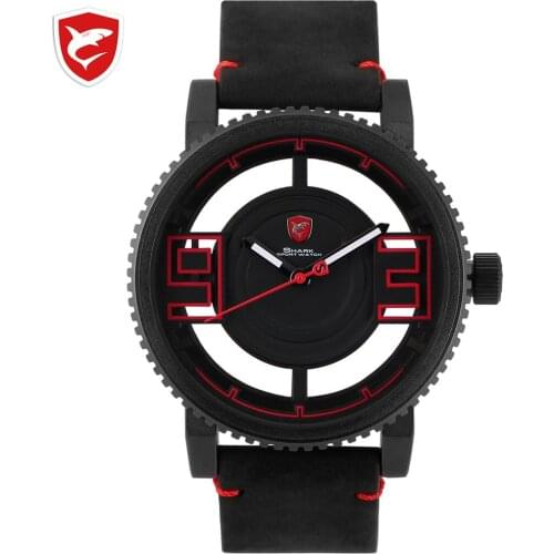 Megamouth Shark Sport Watch 3D Special Transparent Hollow Dial Design Luxury Brown Leather Band Men Creative Watches Gift 2020