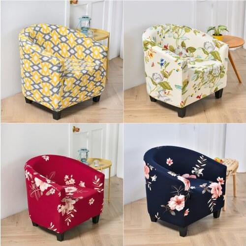 Floral Printed Club Chair Slipcover Stretch Armchair Covers Leisure Tub Sofa Slipcovers Living Room Elastic Spandex Couch Covers
