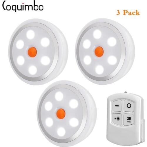 Coquimbo 3 PCS/Set LED Night Light With Remote Controller Under Cabinet Lighting Brightness Adjustable Time Control Night Lamp