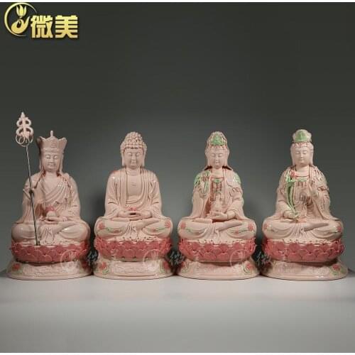 Dehua ceramic size Sam West Sam Amitabha Saha mahasthamaprapta Avalokiteshvara decangwang