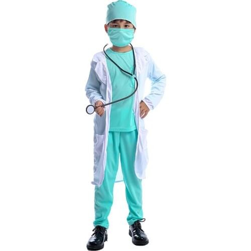 Children Doctor Costume Cosplay Hospital Suit Dress Up Halloween Costume For Kids