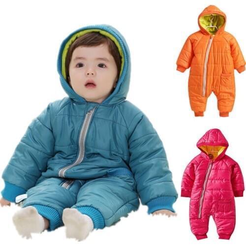 Snowsuit Baby Snow wear Cotton Padded One Piece Warm Outerwear Childrens Overalls Romper Kids Winter Jumpsuit Newborn Parkas