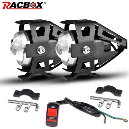RACBOX Motocycle Headlight 6000K LED Working Spot Light Motorbike Fog Lamp 1500LM Moto LED Scooters ATV UTV Spotlight 12V 24V