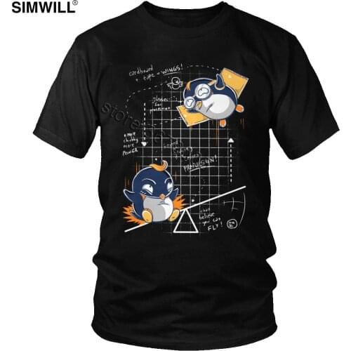 Funny Penguin T Shirts Men Cool Short Sleeve Cotton T-Shirt Graphic Perfect Plan Tshirt Plus Size Casual Summer Tee Gift