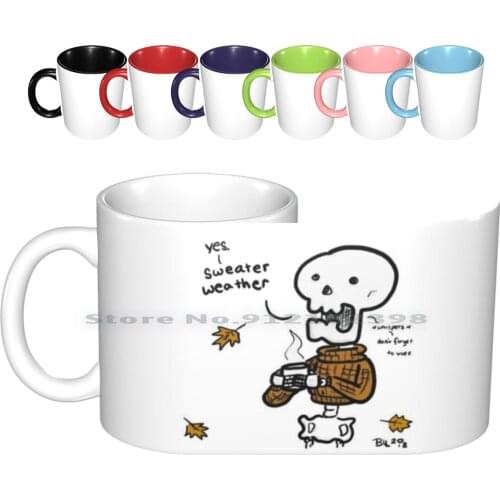 President Bones Sweater Weather Ceramic Mugs Coffee Cups Milk Tea Mug Skeleton October Fall Coffee Tea Presidentbones Creative