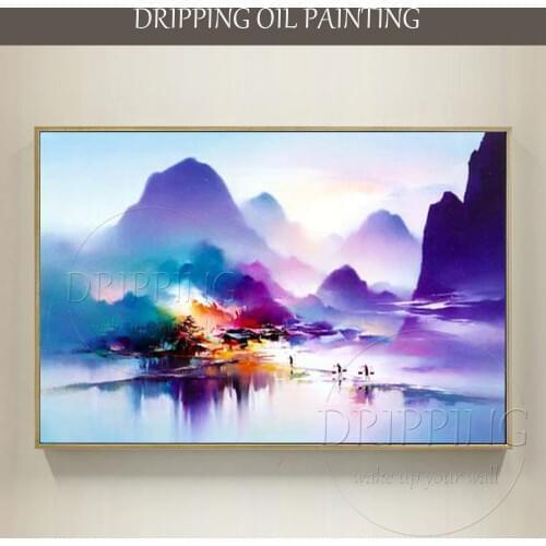 China Painter Team Hand-painted High Quality Vivid Colors Landscape Oil Painting Impressionist Chinese Landscape Oil Painting