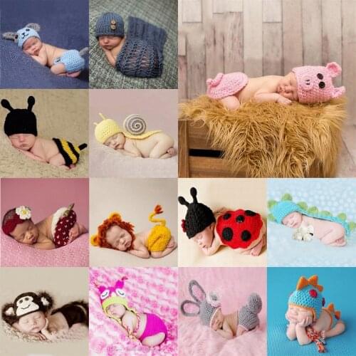 40+ Model Optional Baby Photography Costume Crothet Newborn Clothes Boys Girls Photo Accessories Props Infant Handmade Outfit